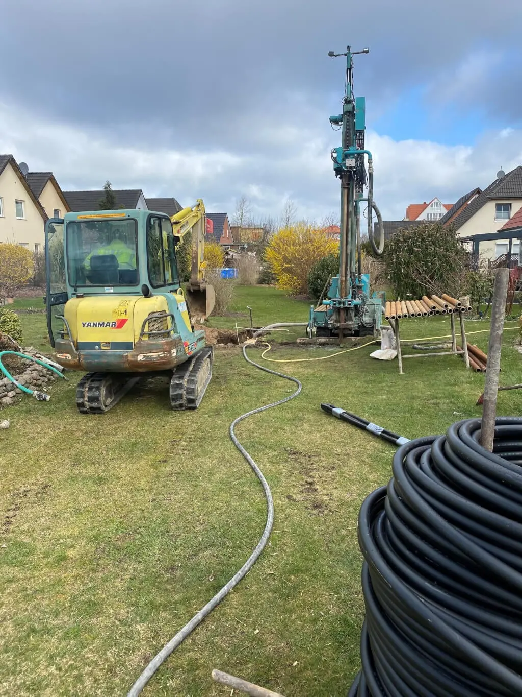 Tiefenbohrung für die Erdwärmepumpenanlage an einem Einfamilienhaus in Grevesmühlen